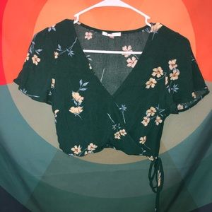 Pacsun Lottie Moss Green Floral Crop Top